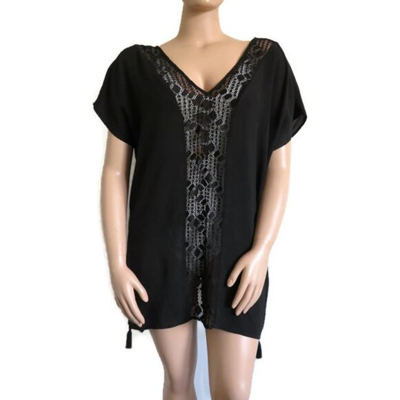 Fortune Swimwear for Anthropologie Kaftan Swimsuit Cover Up Lace + Tassel 8-14 - Picture 1 of 2